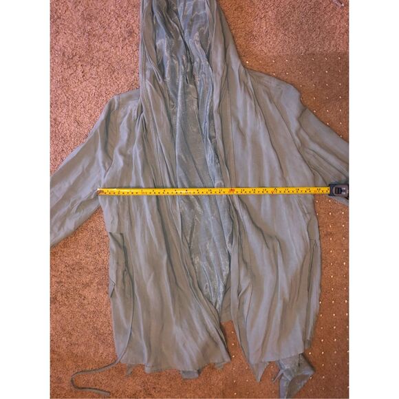 Milla Linen Cotton Open Hooded Light Blue Jacket, Size Medium - Picture 5 of 6